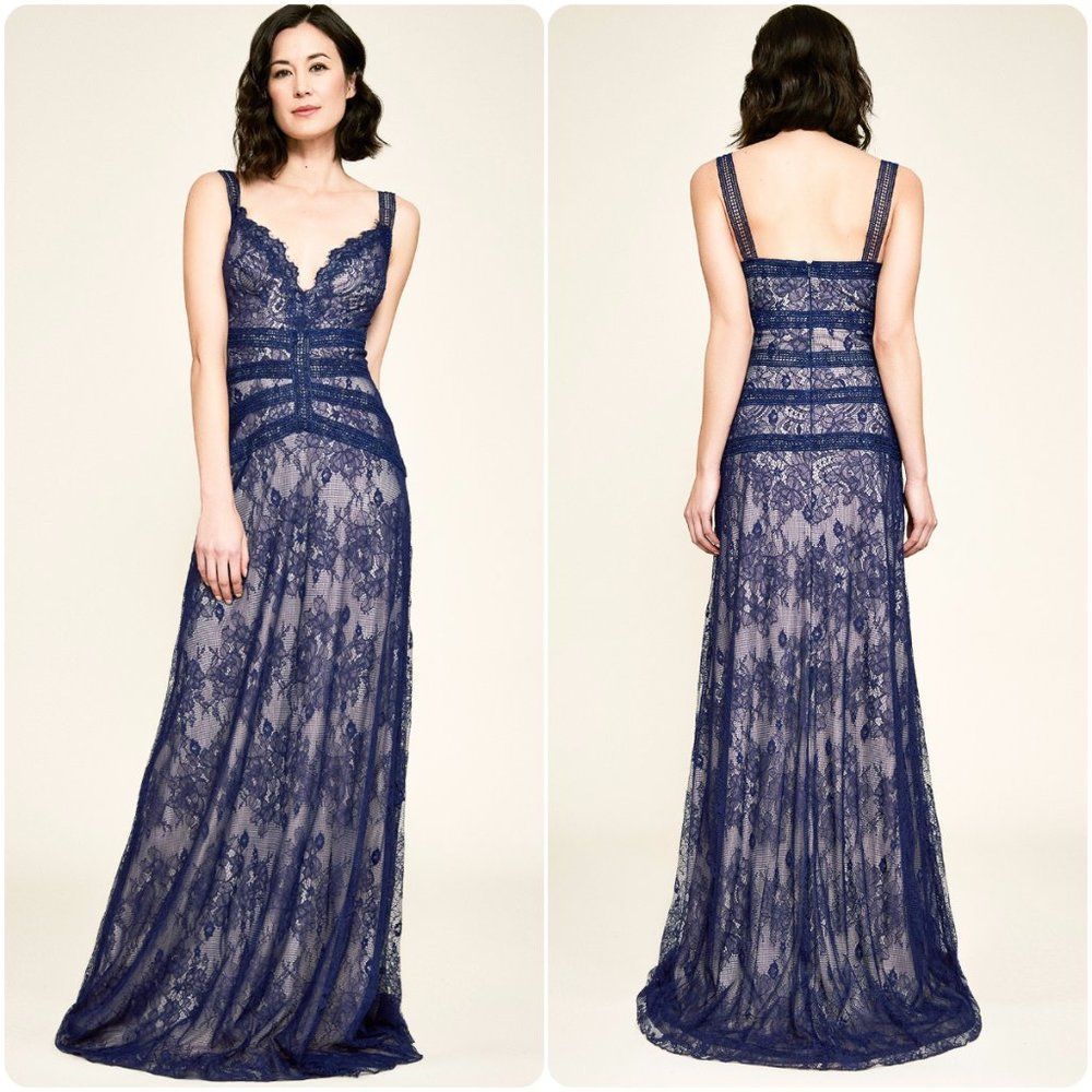 TADASHI SHOJI DUTTON STRAP LACE GOWN